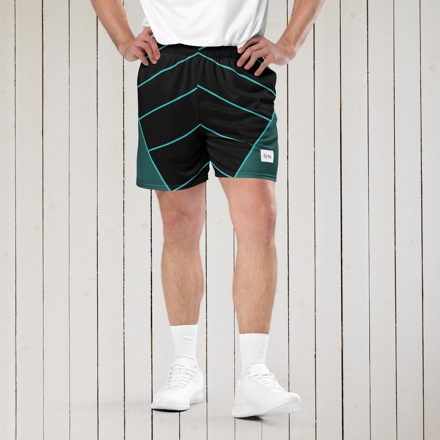 Aqua Geo mesh shorts - Sweet Ki Designs