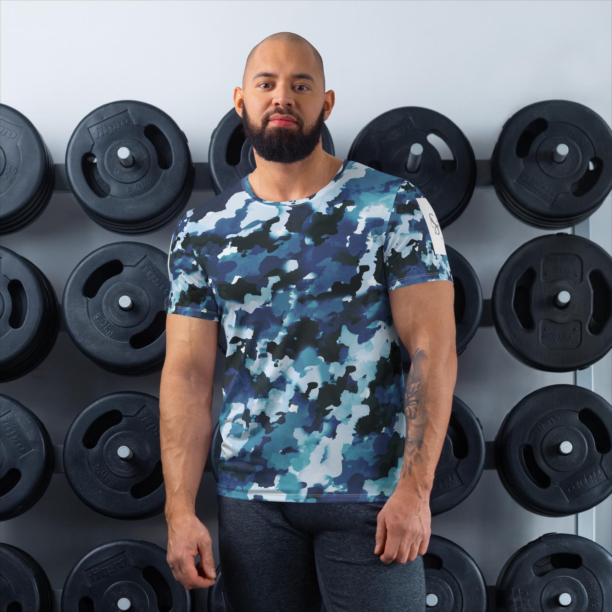 Blue camo Men's Athletic T-shirt - Sweet Ki Designs