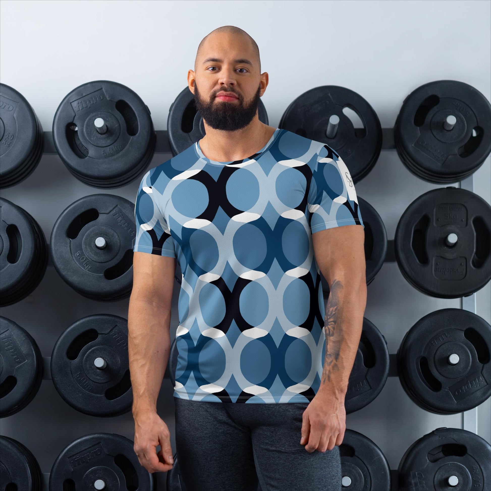 Blue swirly Men's Athletic T-shirt - Sweet Ki Designs