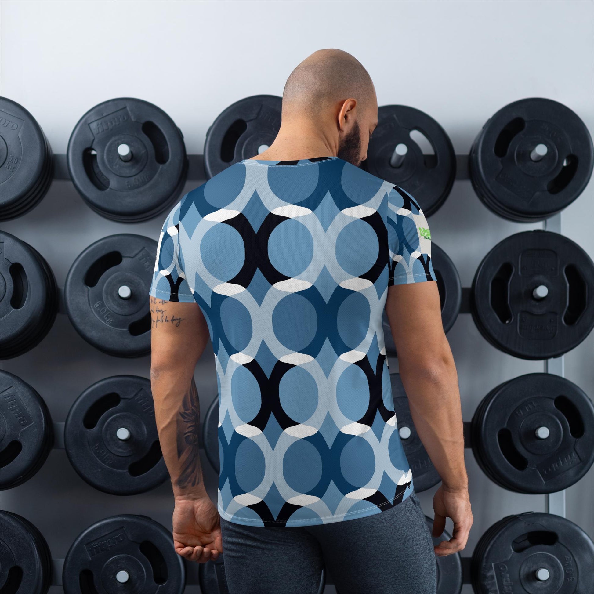 Blue swirly Men's Athletic T-shirt - Sweet Ki Designs