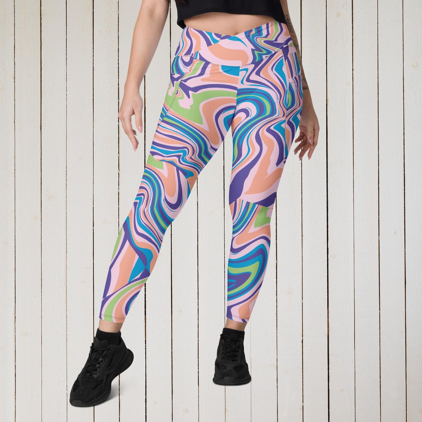 Crossover leggings with pockets - Sweet Ki Designs