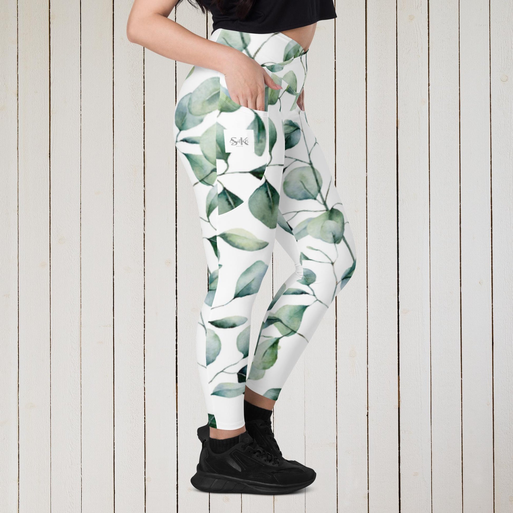 Eco Leafy Crossover leggings - Sweet Ki Designs