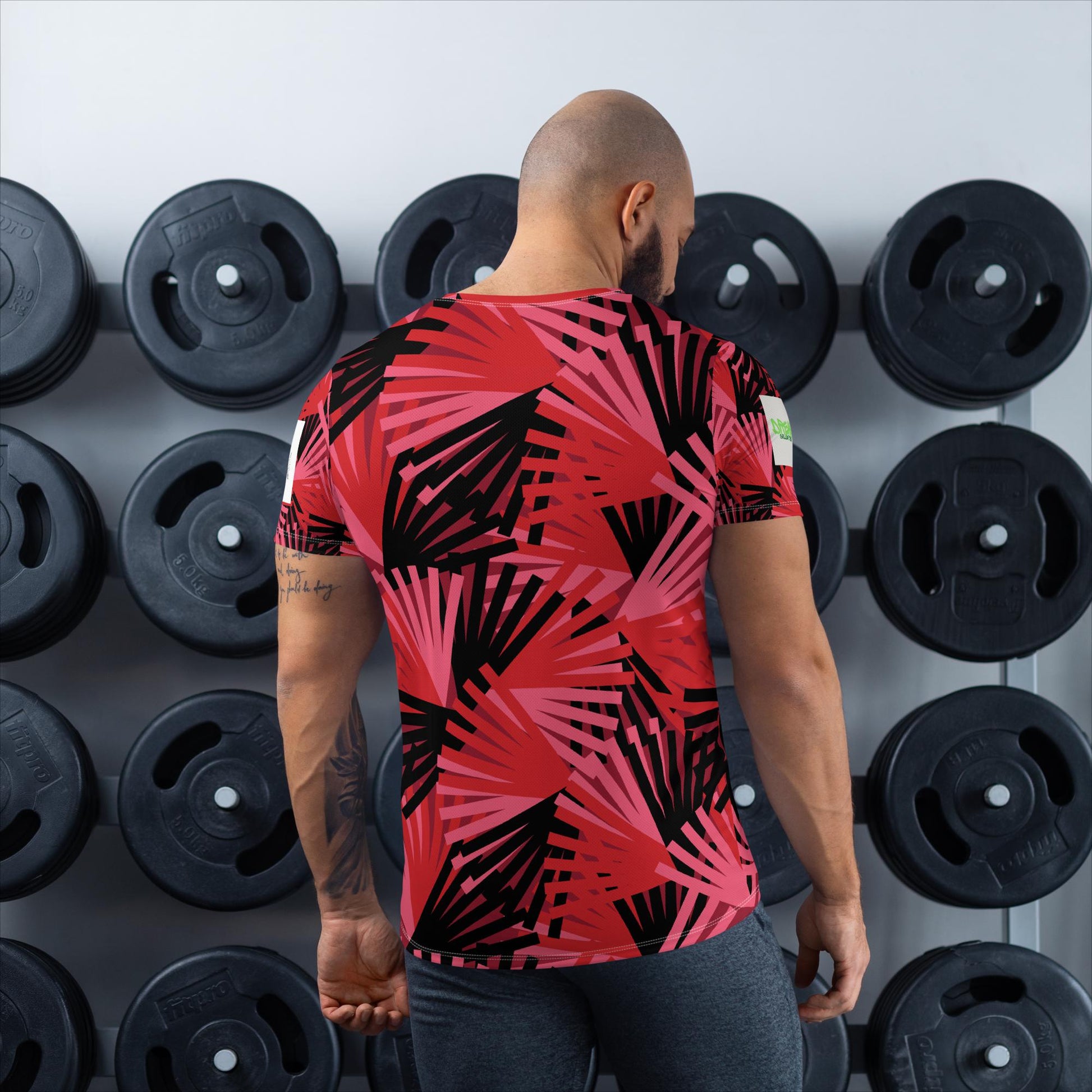 Red peacock Men's Athletic T-shirt - Sweet Ki Designs