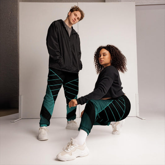 Teal geo Unisex track pants - Sweet Ki Designs